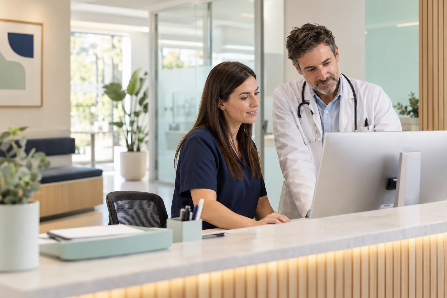 Profesional de salud en su consultorio