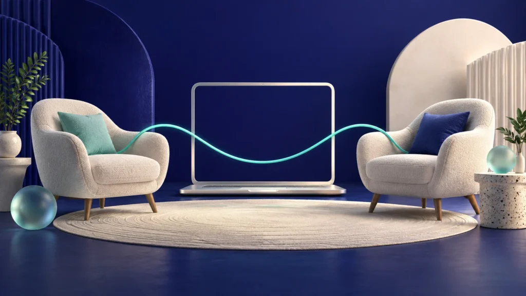 Dos sillones conectados a través de una computadora